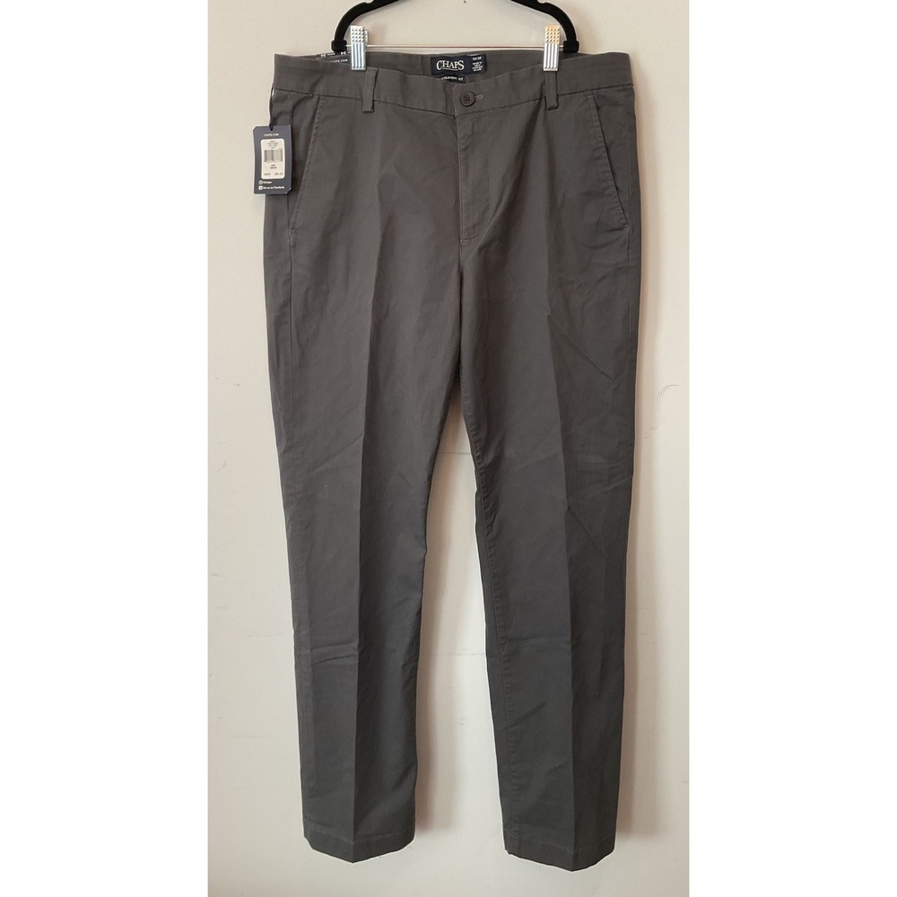 Chaps Straight Fit Stretch Chino Pants Men's 34x34 NWT‎ Grey